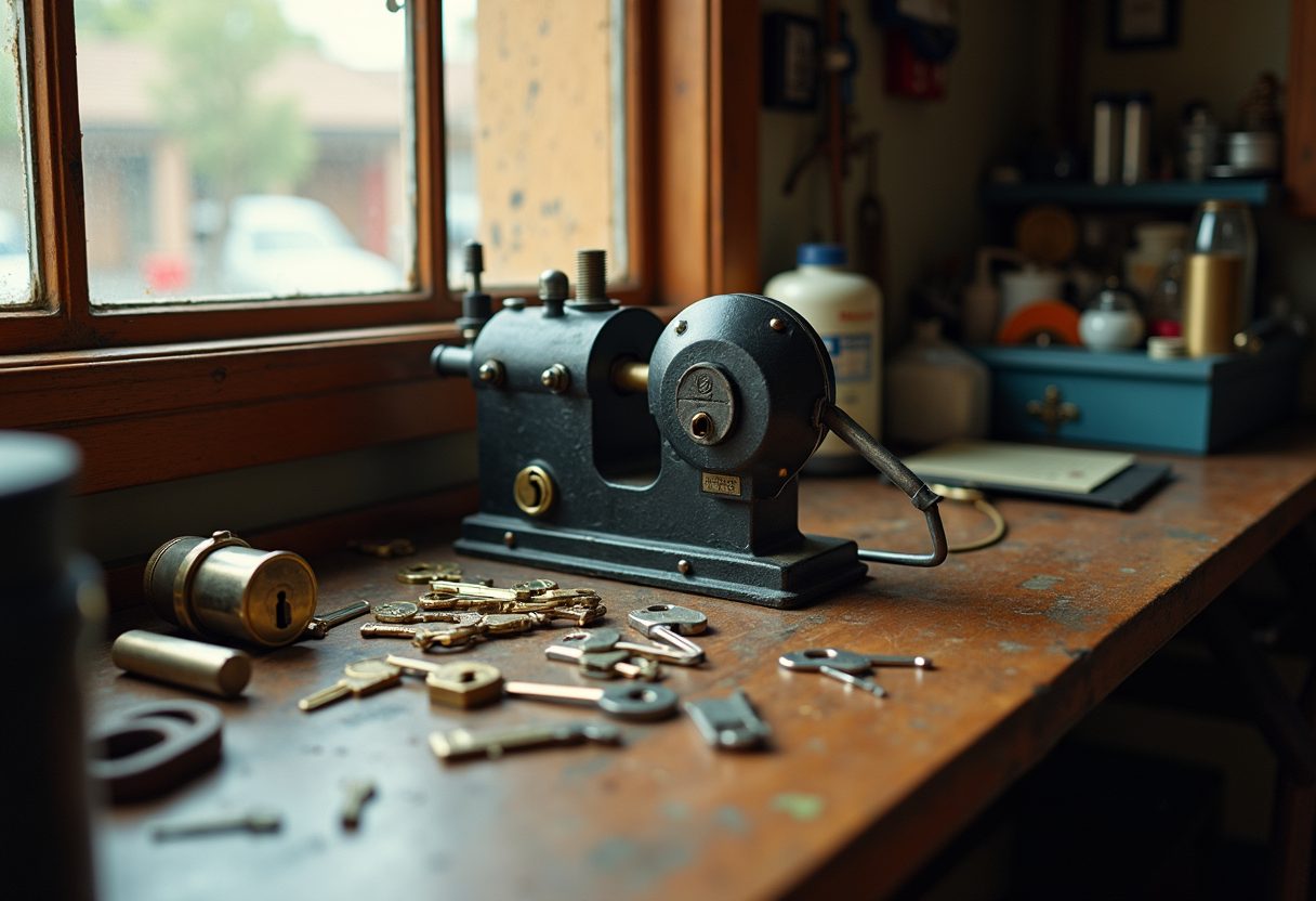 Key-cutting bench with new deadlocks — St Ives